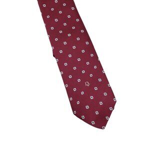 Christian Dior Burgundy Ribbed Tie Flower Fleurette Silk Blend